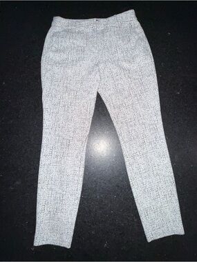 UEC EXPRESS COLUMNIST ANKLE MID RISE BLACK WHITE TEXTURED PRINT PANTS SZ 8